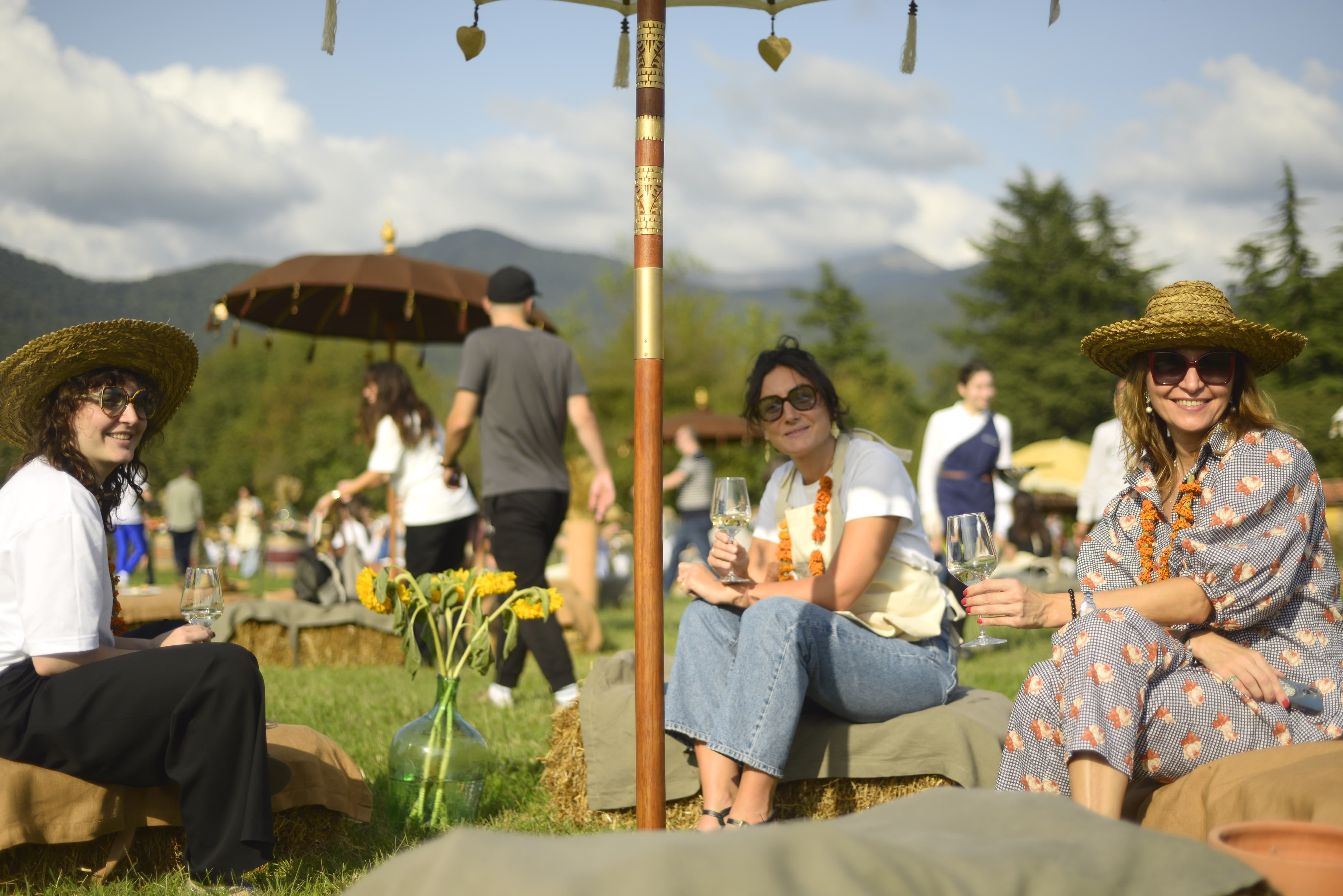 Revellers enjoy the wine at Lopota Lake Resort & Spa