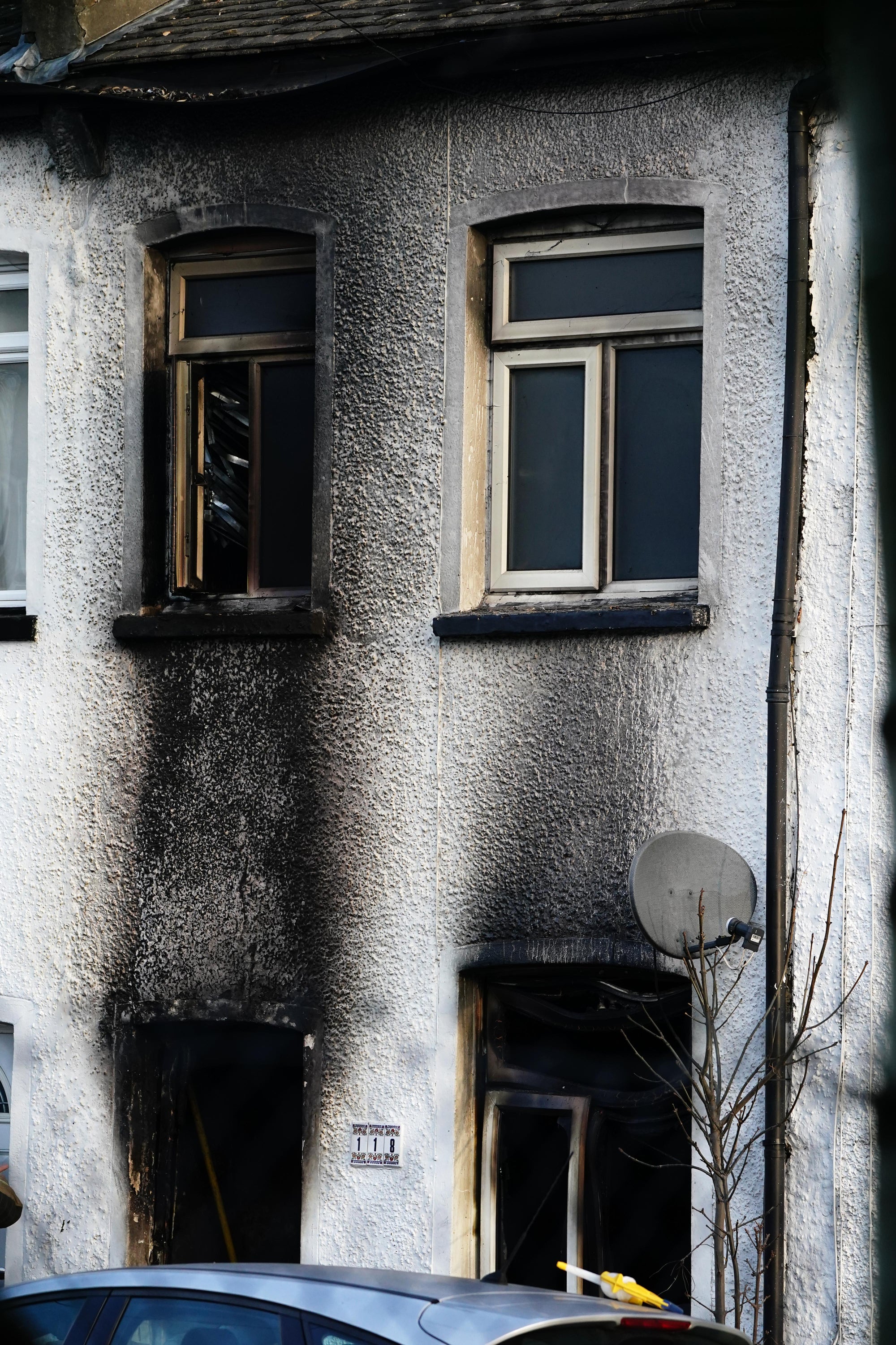 The burnt house in Sutton, London, where the four boys died in a fire after their mother went to Sainsbury’s