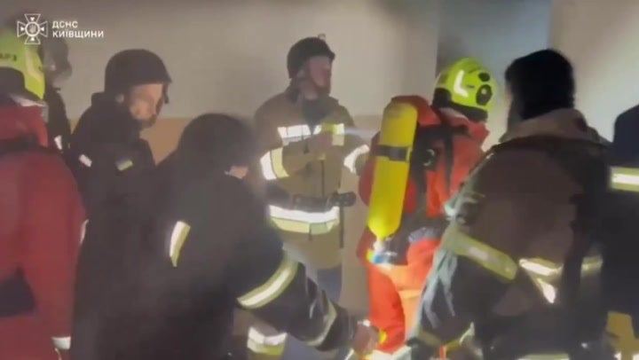 <p>Emergency services battle huge Russian drone attack on Kyiv as three people killed</p>