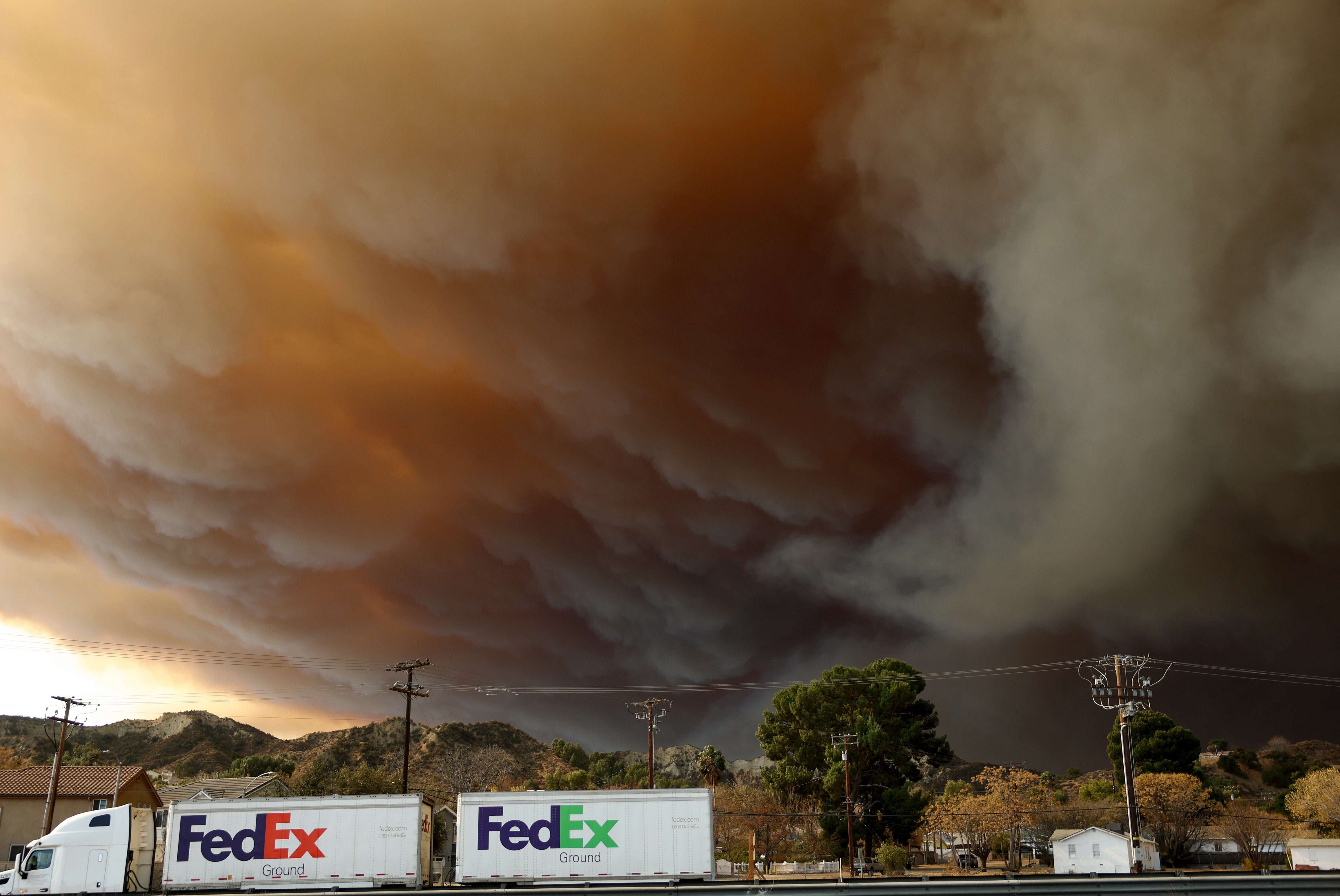 The Hughes fire burns north of Los Angeles on Wednesday. The fire is 56 percent contained