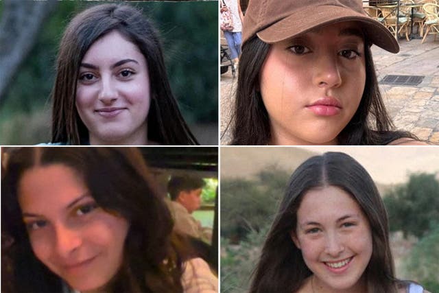 <p>Israeli hostages Karina Ariev, Naama Levy, Liri Albag and Daniela Gilboa</p>