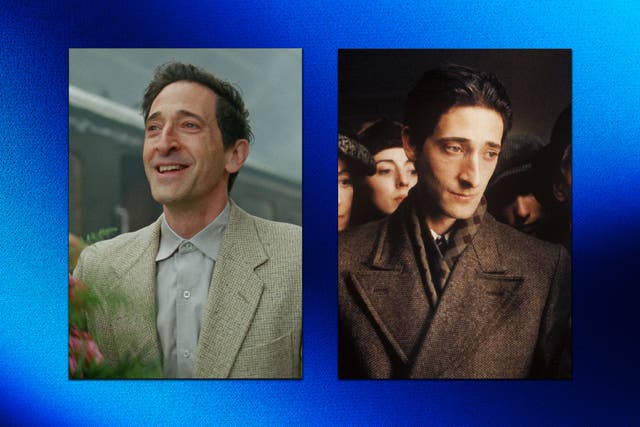 <p>Comeback kid: Adrien Brody in his two Oscar-nominated films, ‘The Brutalist’ and ‘The Pianist’</p>