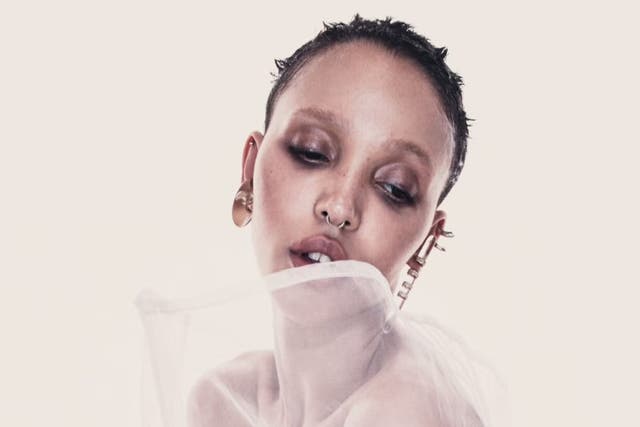 <p>FKA twigs in artwork for her single ‘Perfect Stranger’ </p>