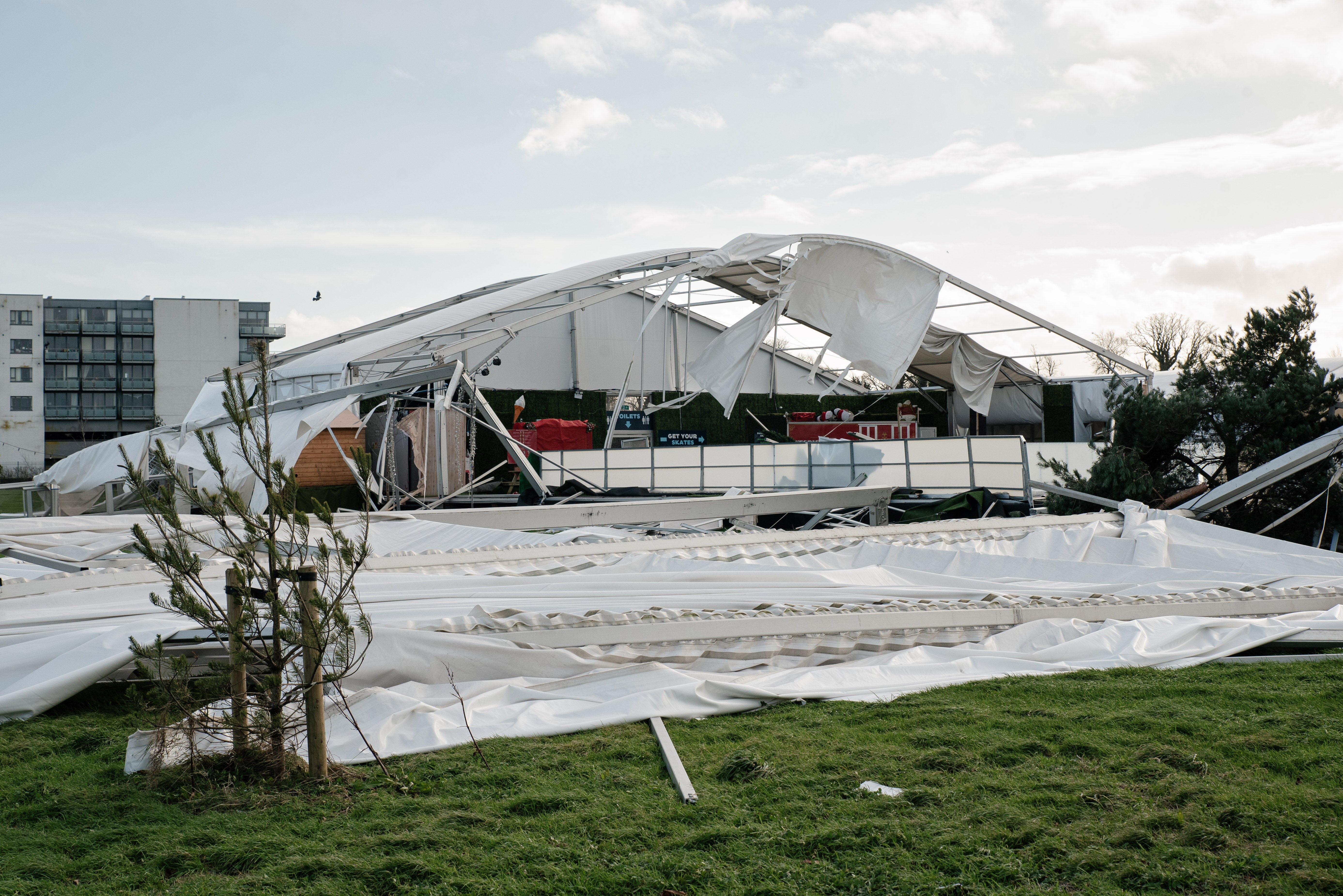 Ice skating rink collapse during the storm Eowyn in Blanchardstown, suburb of Dublin