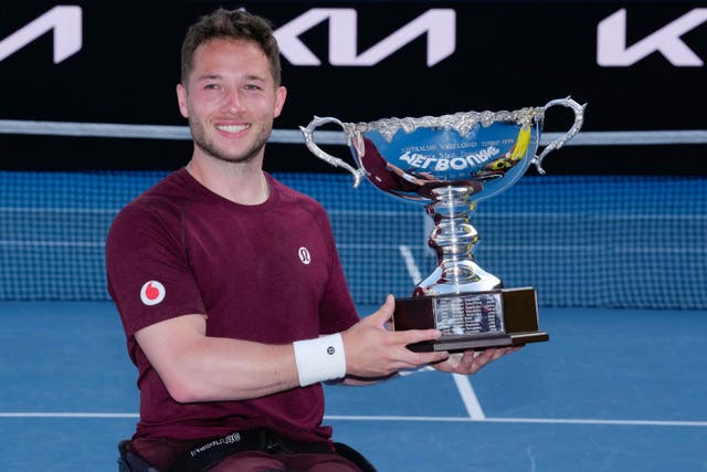 <p>Alfie Hewett claimed his 10th wheelchair singles grand slam title</p>