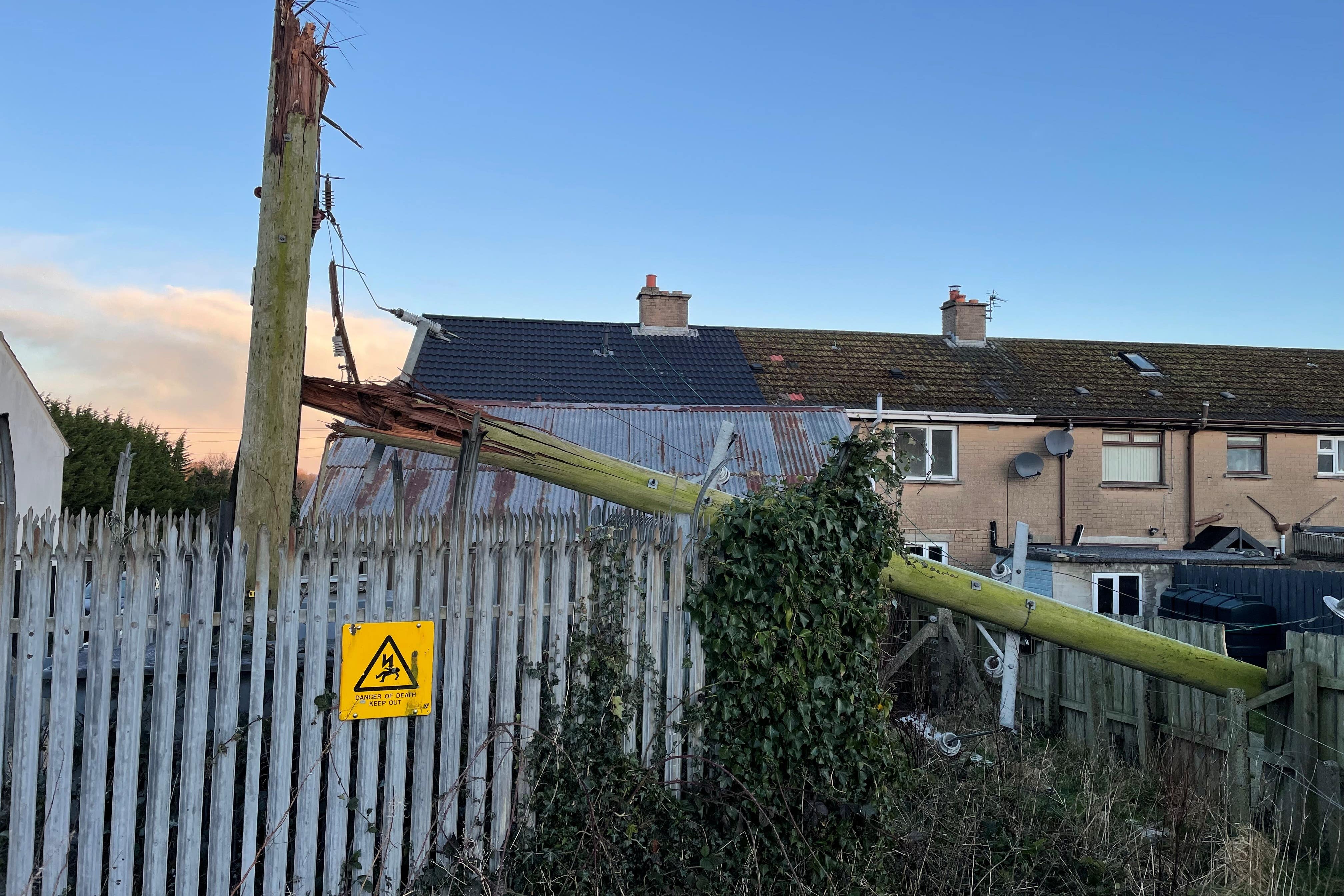 A broken telegraph pole in Culcavy, Co Down