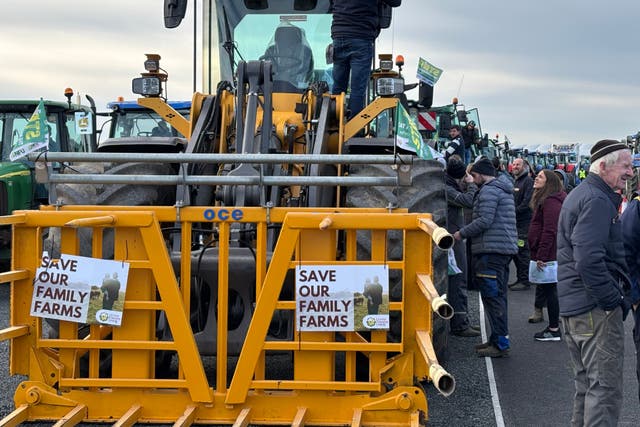 Tractors at the Maze site close to Lisburn, Co Antrim (Rebecca Black/PA)