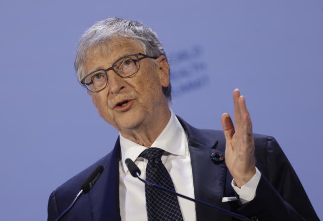 <p>Bill Gates speaks at the pledge session of the 2024 World Health Summit in 2014. In a new interview, he said he can see 15 percent cuts to many government agencies, but doesn’t want groups closed down </p>