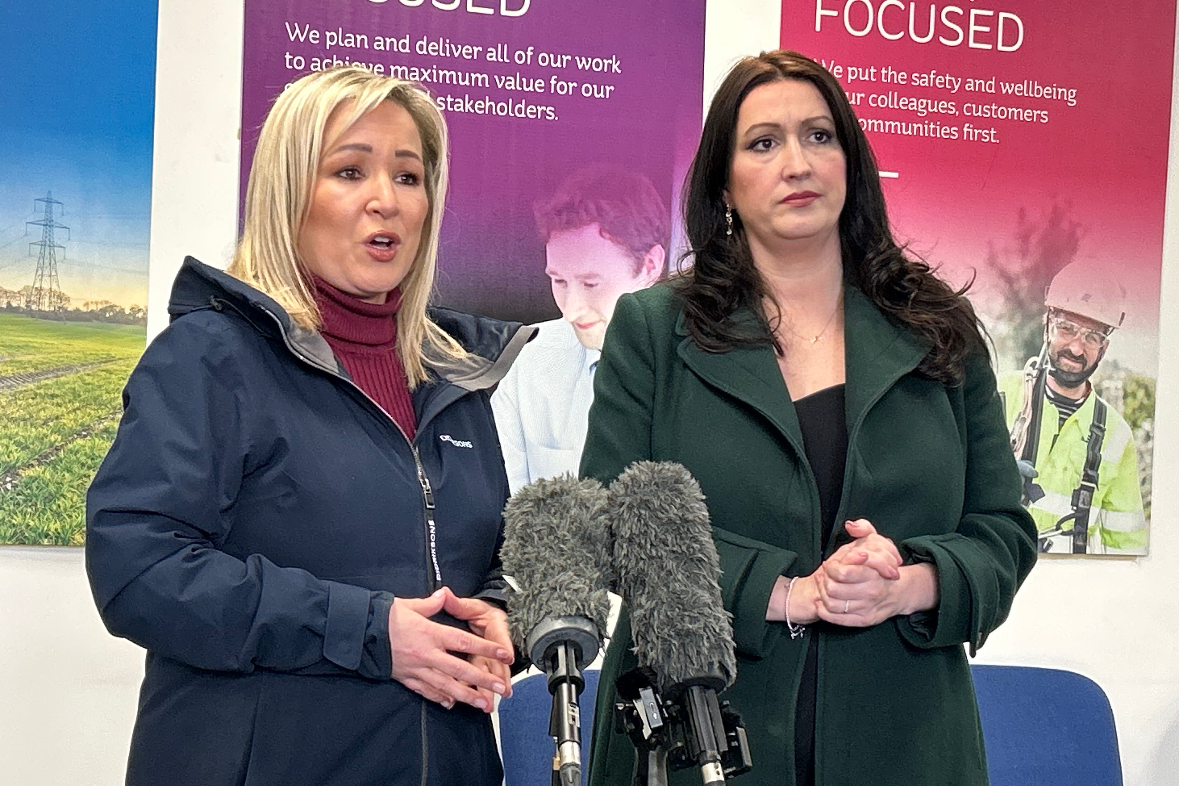 Michelle O’Neill and Emma Little-Pengelly said extra engineers had been drafted in from Great Britain to help to restore power across Northern Ireland