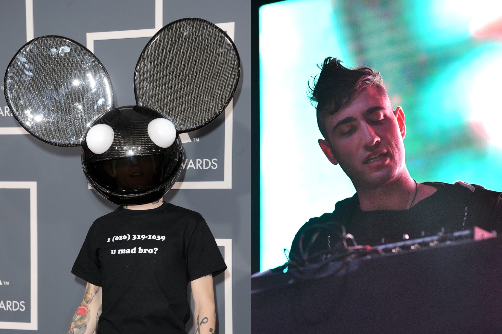 Deadmau5 (left) and 3lau (right) are both popular DJs. Deadmau5 slammed his fellow musician over playing at one of Donald Trump’s innagural balls