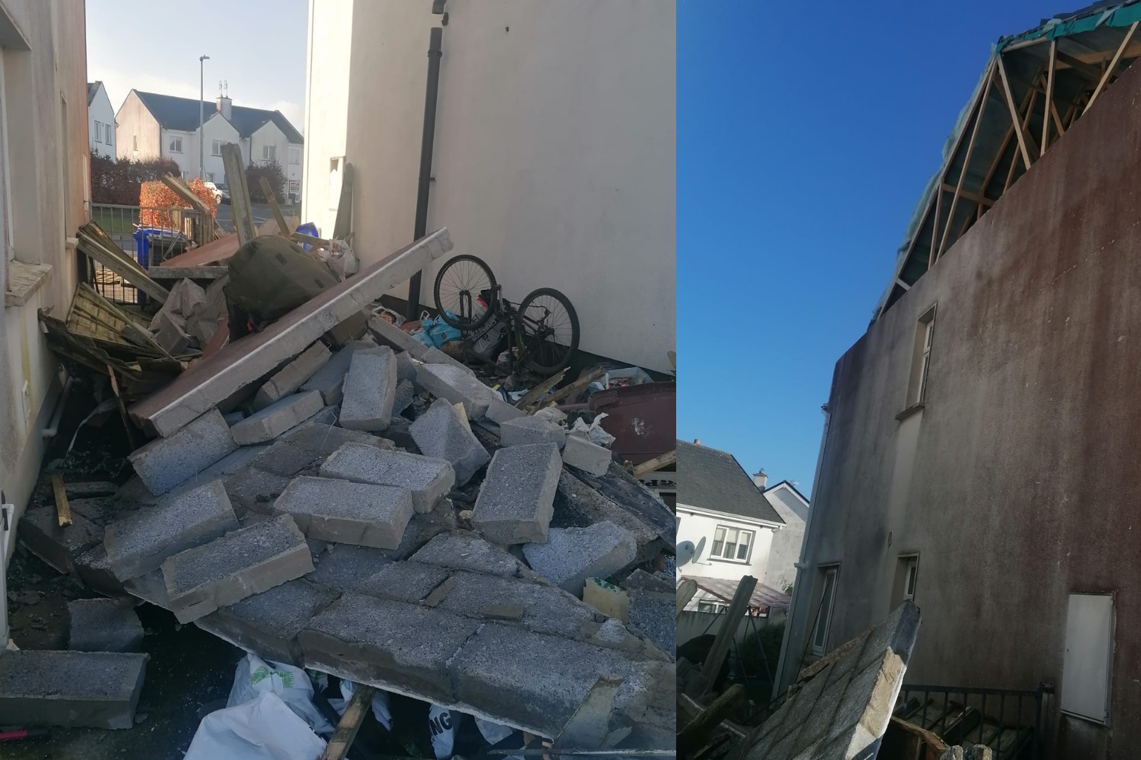 Damage to the Egan home caused by Storm Eowyn (Shane Egan/PA)