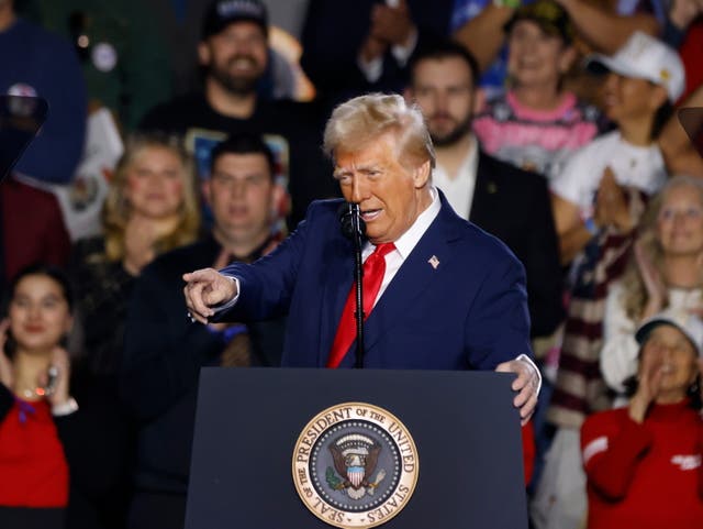 <p>President Donald Trump ignites the Circa Resort and Casino crowd in Las Vegas with jokes amid a backdrop of uncertainty after he signed a raft of executive orders in the first week of his presidency </p>
