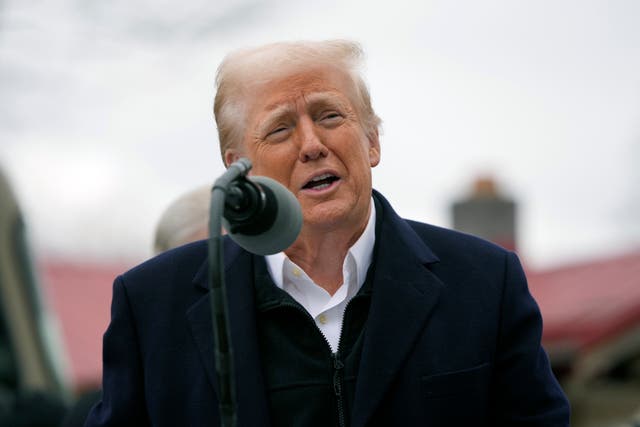 <p>President Donald Trump speaks to homeowners hit by Hurricane Helene Friday in Swannanoa, North Carolina even as he floats abolishing the relief disaster agency FEMA</p>