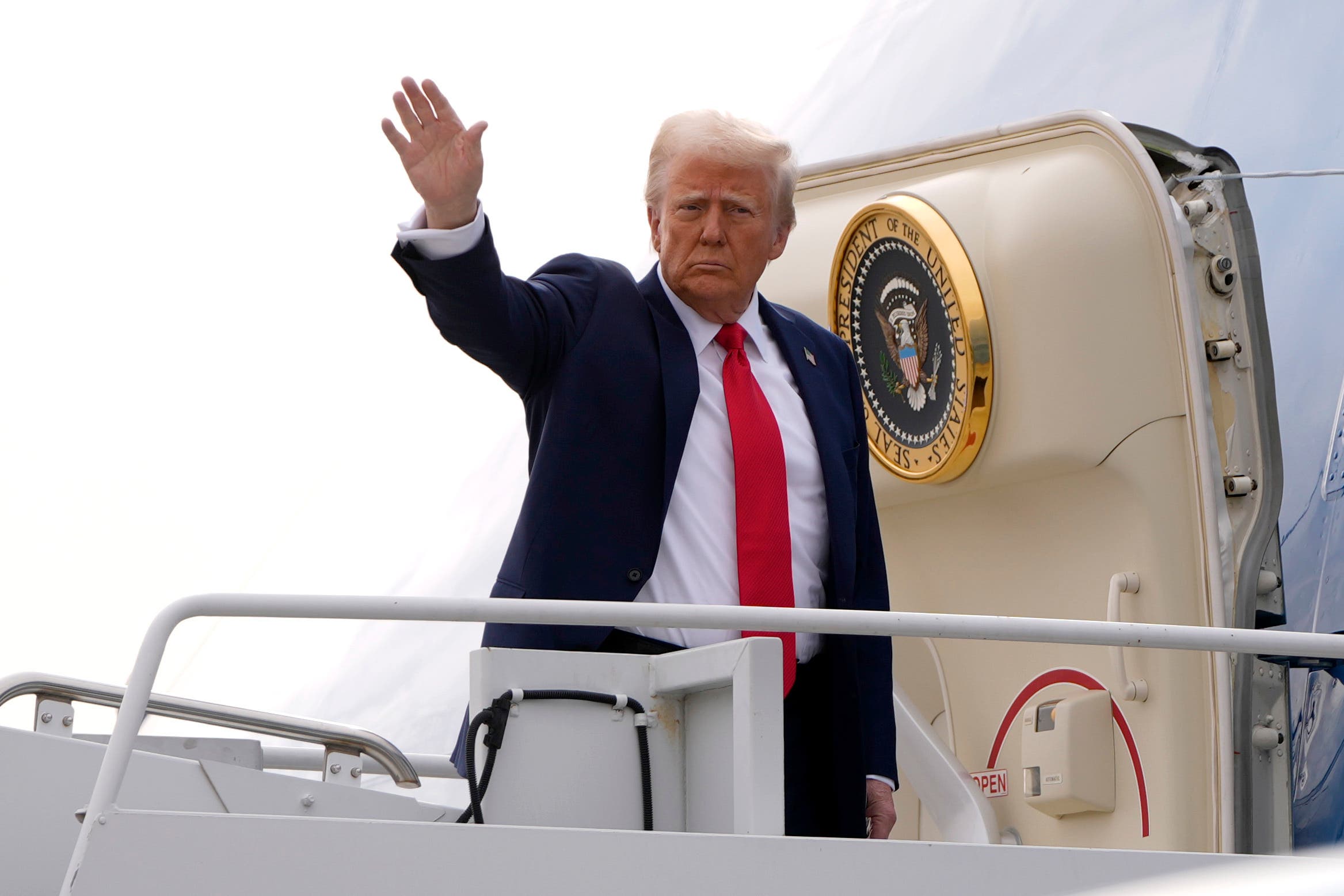 Trump waves as he boards Air Force One. The president has seen a slew of celebrities backing him and his agenda