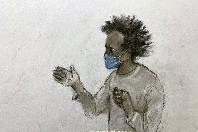 Court sketch of Axel Rudakubana, 18, shouting from the dock as he appeared at Liverpool Crown Court, for his sentencing hearing after he pleaded guilty to murdering three young girls in a knife attack at a Taylor Swift-themed dance class (Elizabeth Cook/PA)