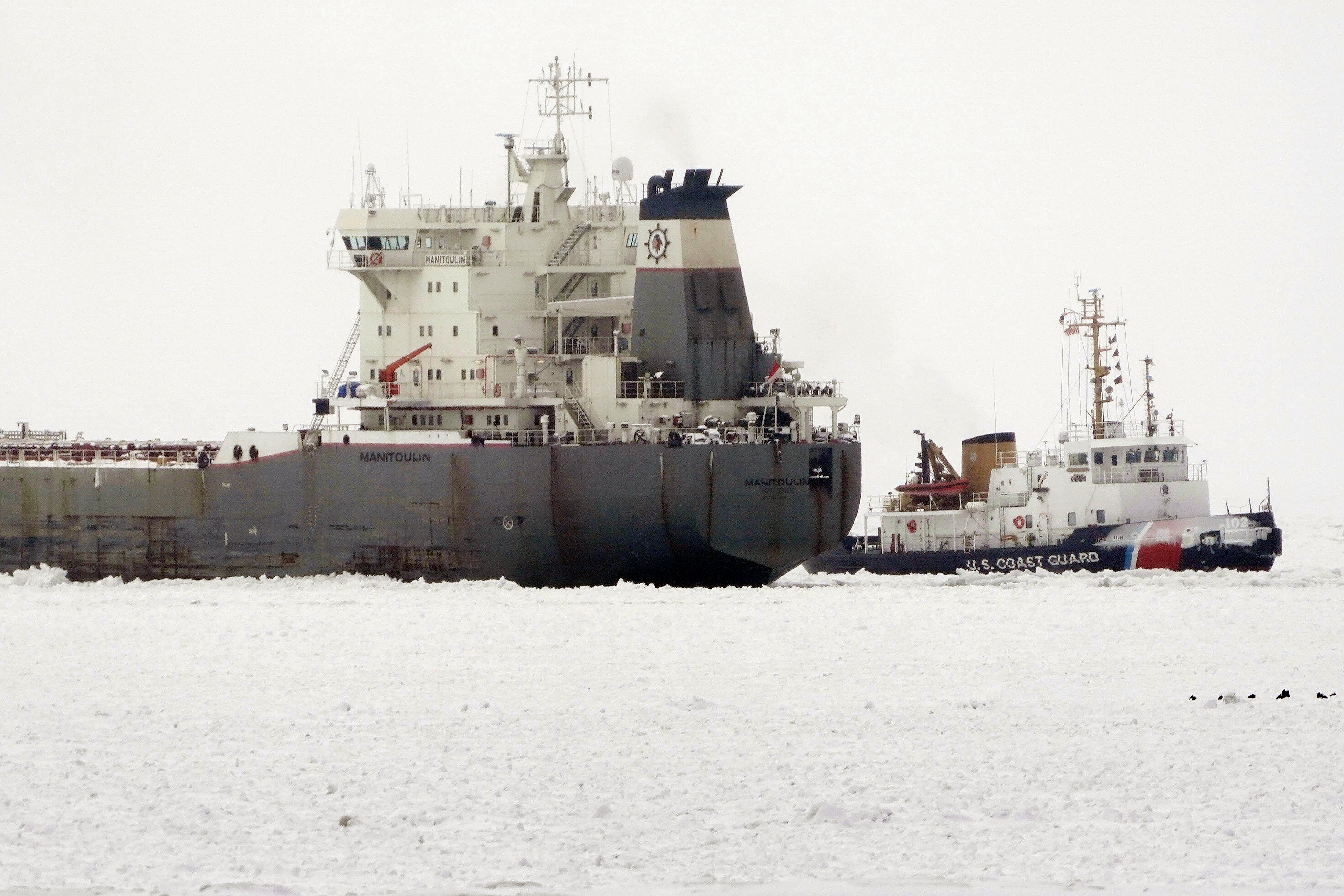 Seventeen people were stuck on the freighter before it was freed on Saturday