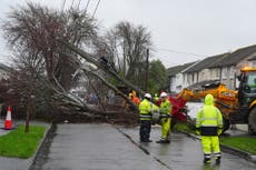 Storm Herminia brings thunderstorms, 80mph winds and flood alerts as Eowyn clear-up continues