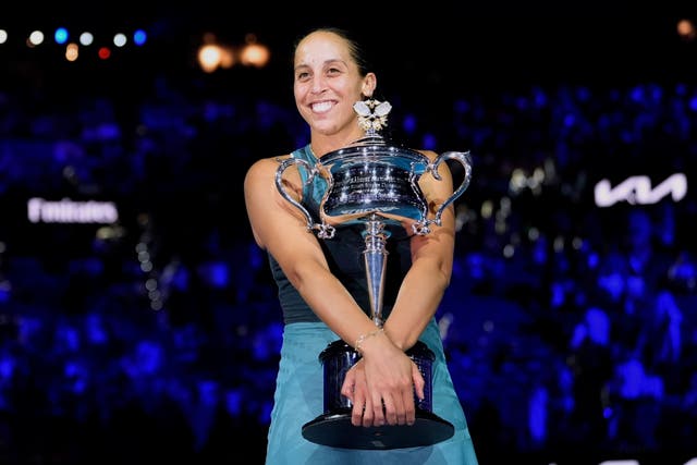 Madison Keys celebrated with the Daphne Akhurst Memorial Cup (Asanka Brendon Ratnayake/AP)