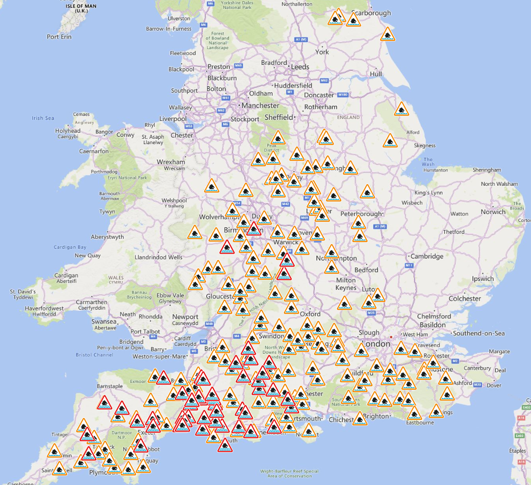 The Environment Agency has issued 175 flood alerts and 51 flood warnings