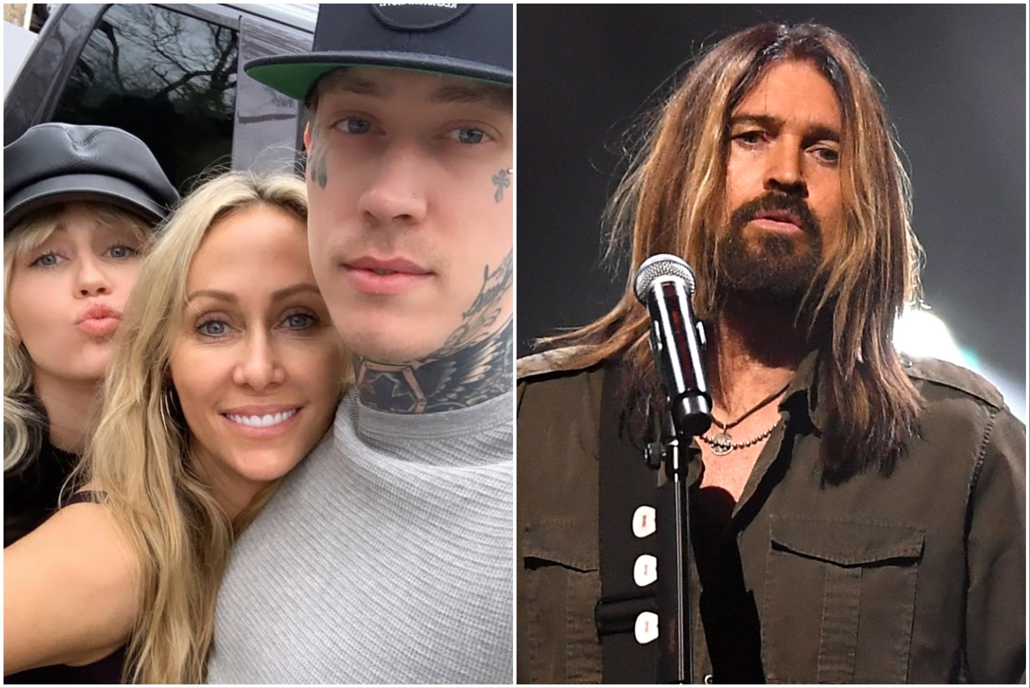 Trace Cyrus (terceiro da esquerda) acusou seu pai Billy Ray (à direita) de ameaçá -lo com ação legal