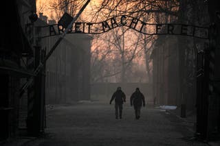 The ceremony will be held in front of the infamous gates of the former Nazi concentration camp which had the words Arbeit Macht Frei – ‘work sets you free’ – above it