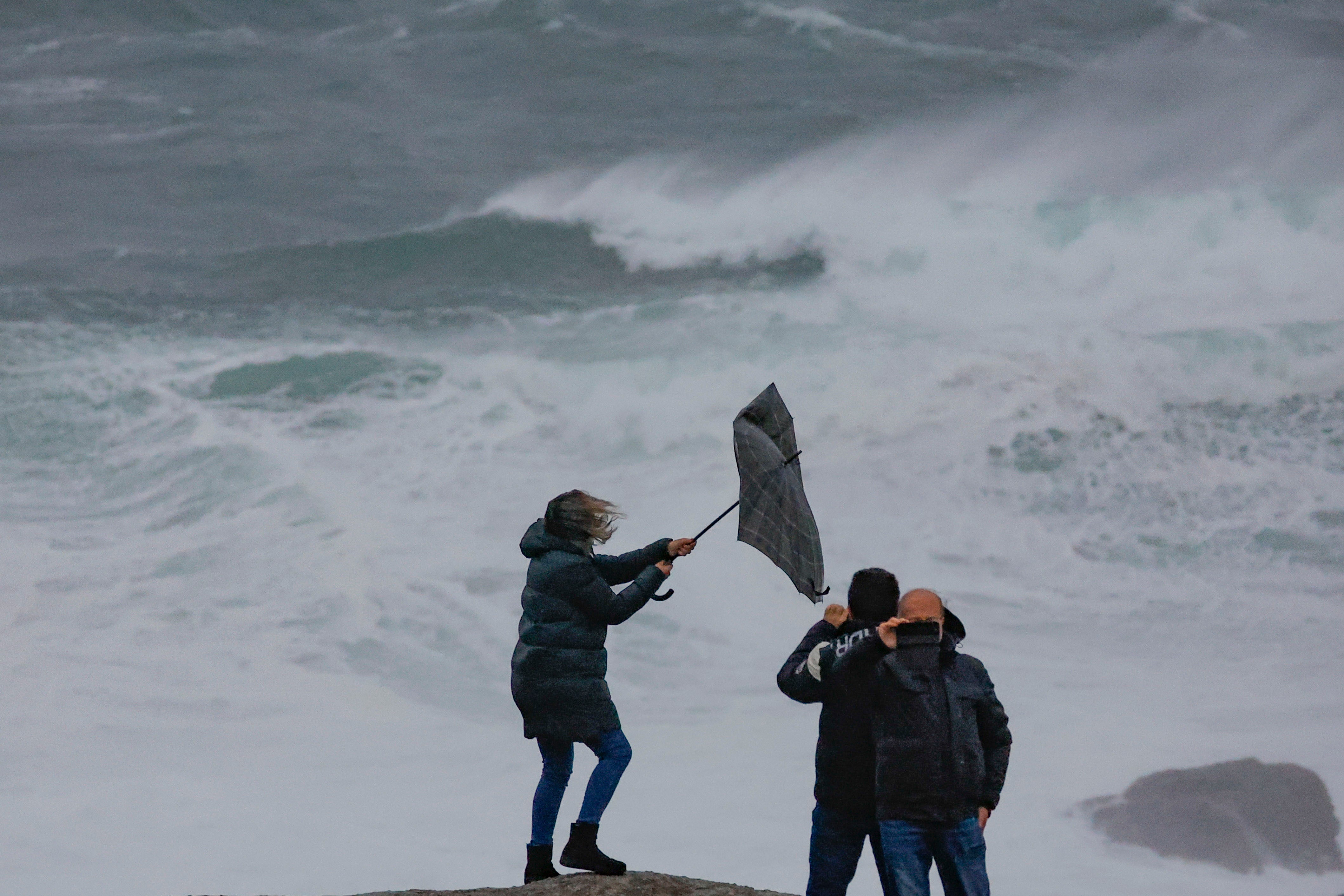 Storm Herminia brings hurricane-force winds of over 80 kilometres per hour and heavy rainfall to Spain, as pictured here in Galicia.