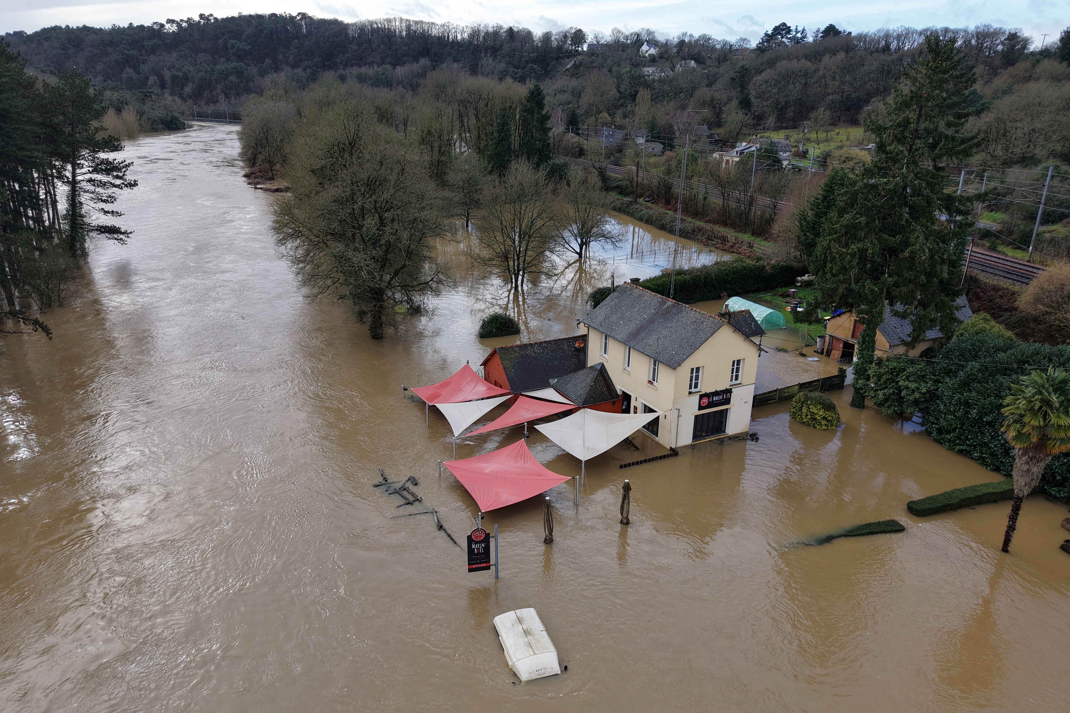 Rivers overflowed in western France due to Storm Herminia