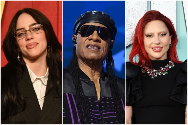 <p>Billie Eilish, Stevie Wonder and Lady Gaga</p>