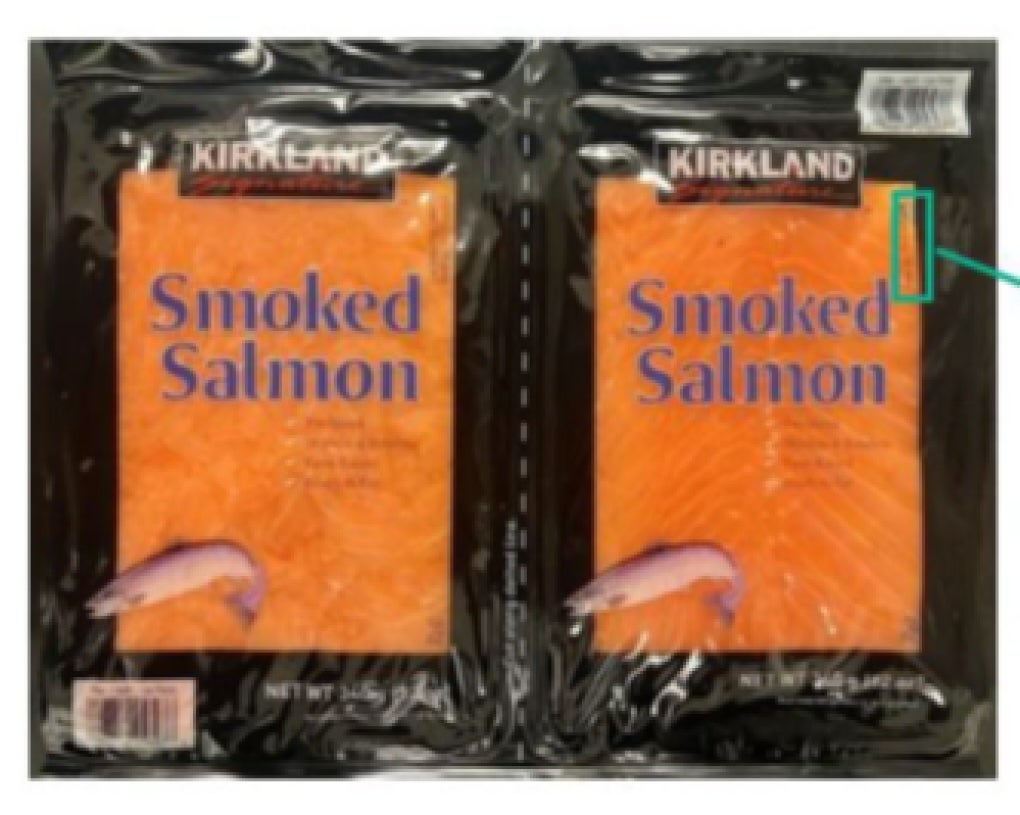 The recalled Kirkland Signature Smoked Salmon is seen in this image. The product’s recall has has been raised to the highest risk level assigned by the U.S. Food and Drug Administration