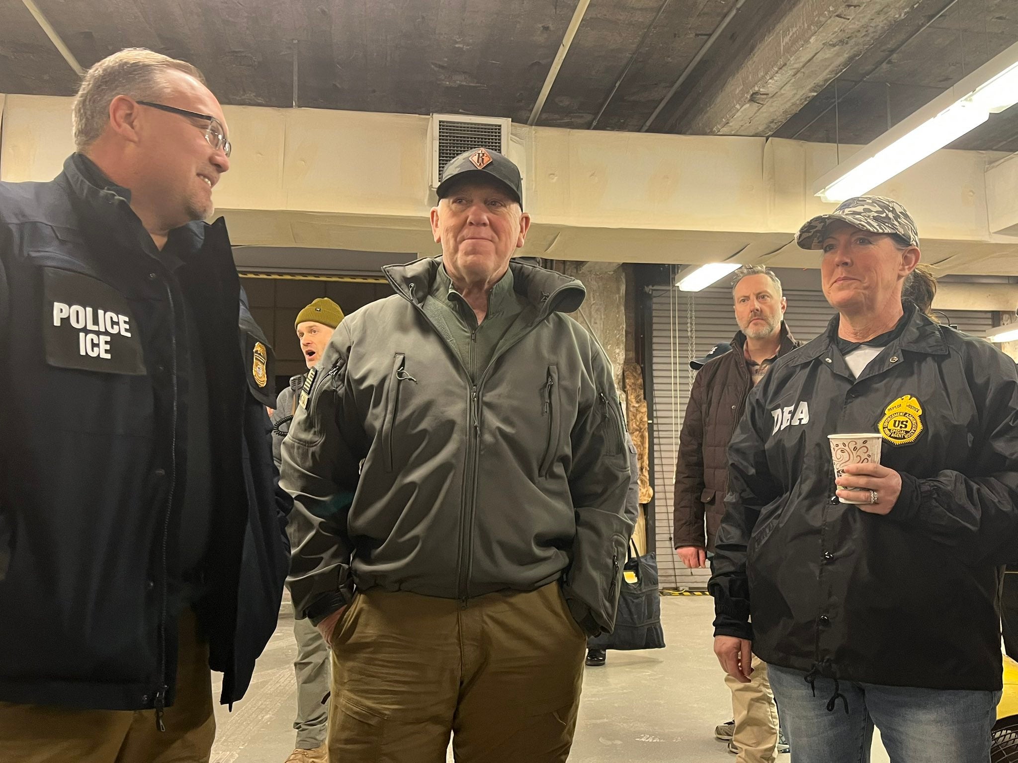 Tom Homan, center, joined federal law enforcement agencies during an immigration enforcement action in Chicago on January 27 after promising that the city would be ground zero for Trump’s mass deportation agenda