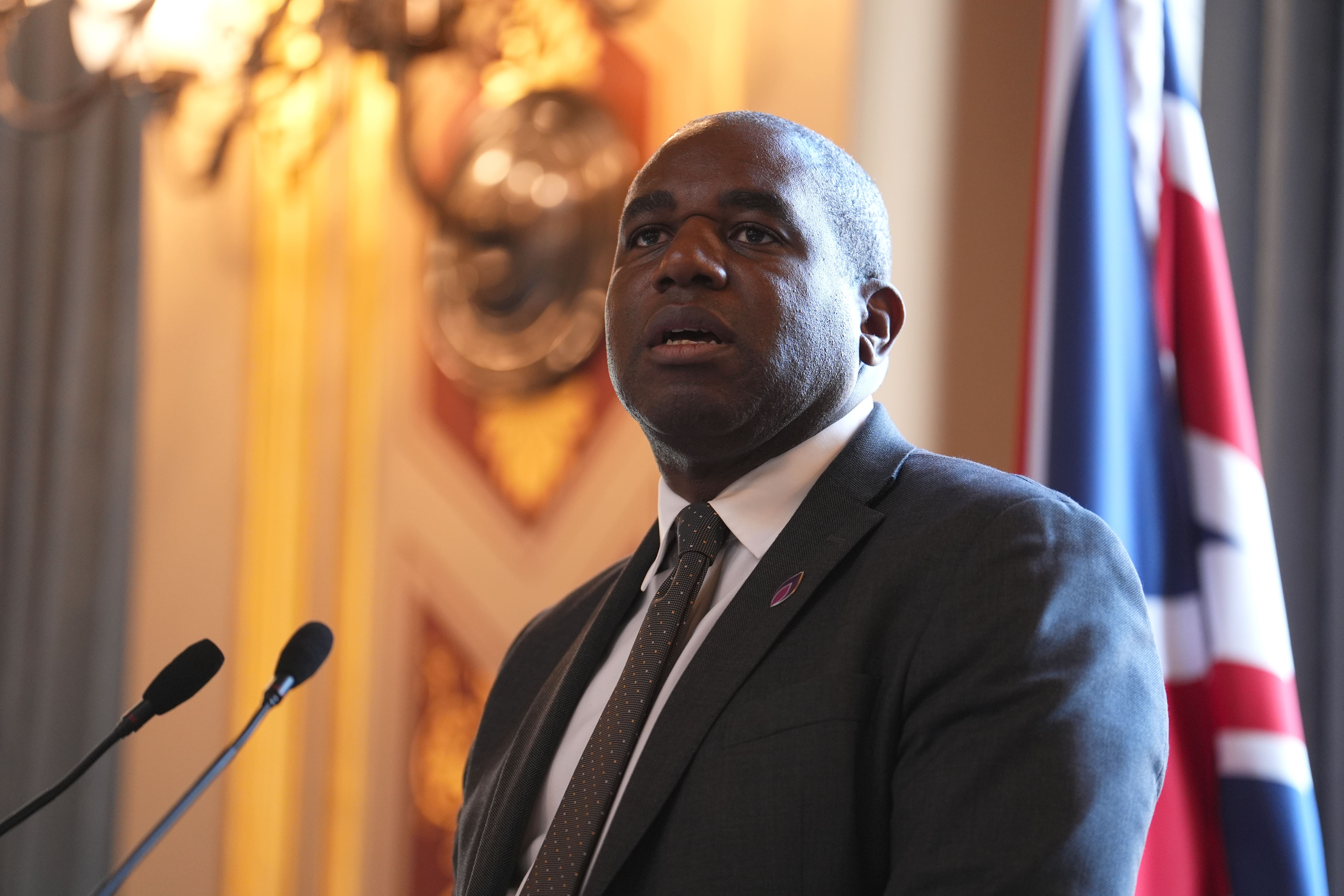 Foreign Secretary David Lammy speaking during an event at the Foreign, Commonwealth and Development Office (Jordan Pettitt/PA
