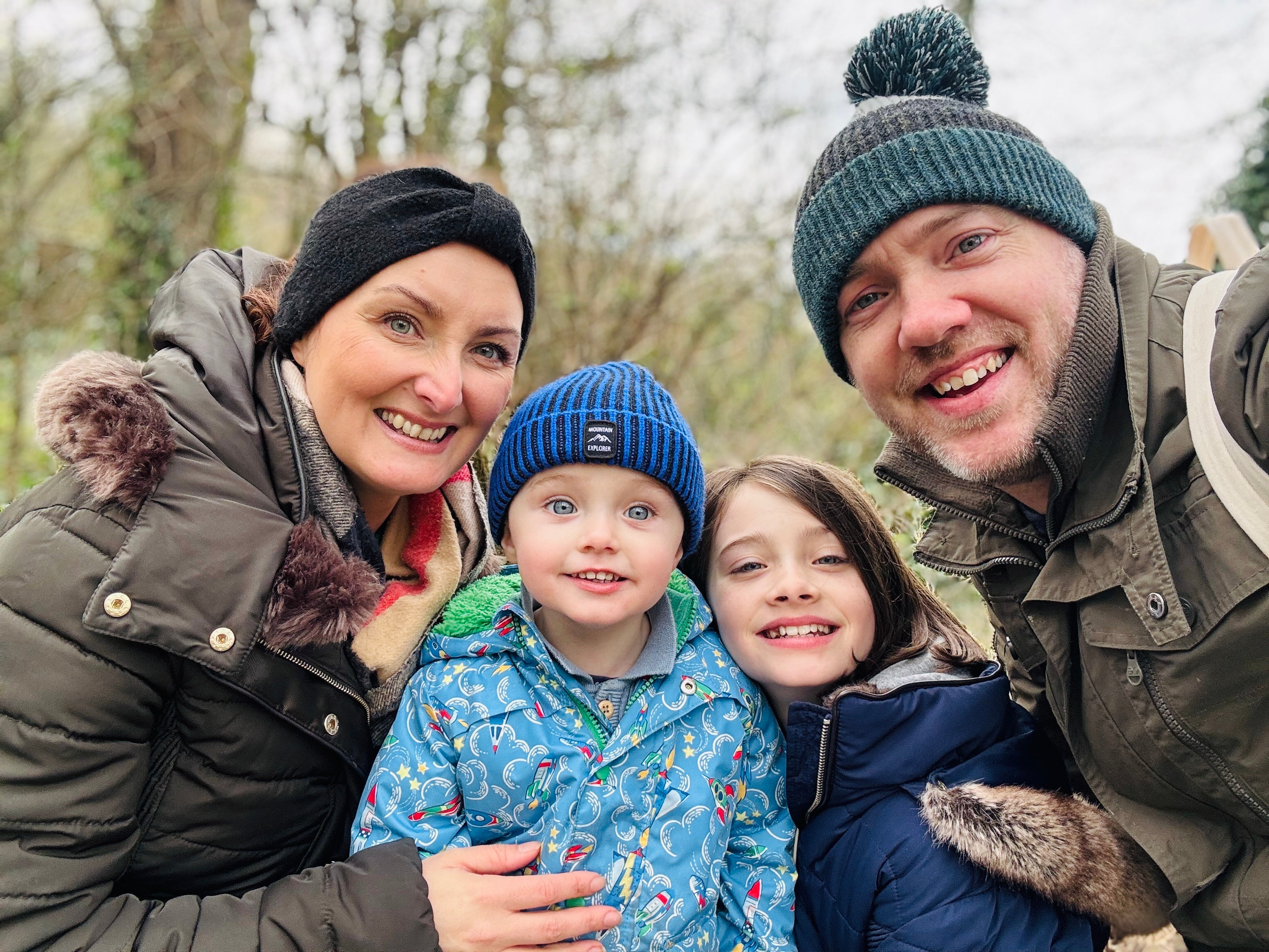 James and Claire Collins, pictured with their children Leala and Lincoln, were part of a three-way living kidney donor exchange