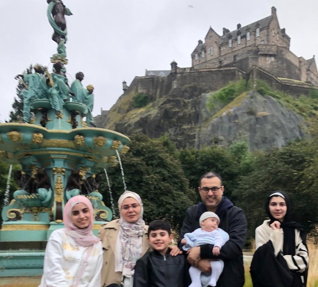 The entire family on a visit to Edinburgh Castle. (L-R) Hala, Amani, Ayham, Salah and Adam, Nada