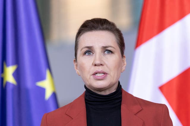 <p>Danish Prime Minister Mette Frederiksen speaks to the media following talks with German Chancellor Olaf Scholz (not seen) at the Chancellery on January 28, 2025 in Berlin, Germany</p>