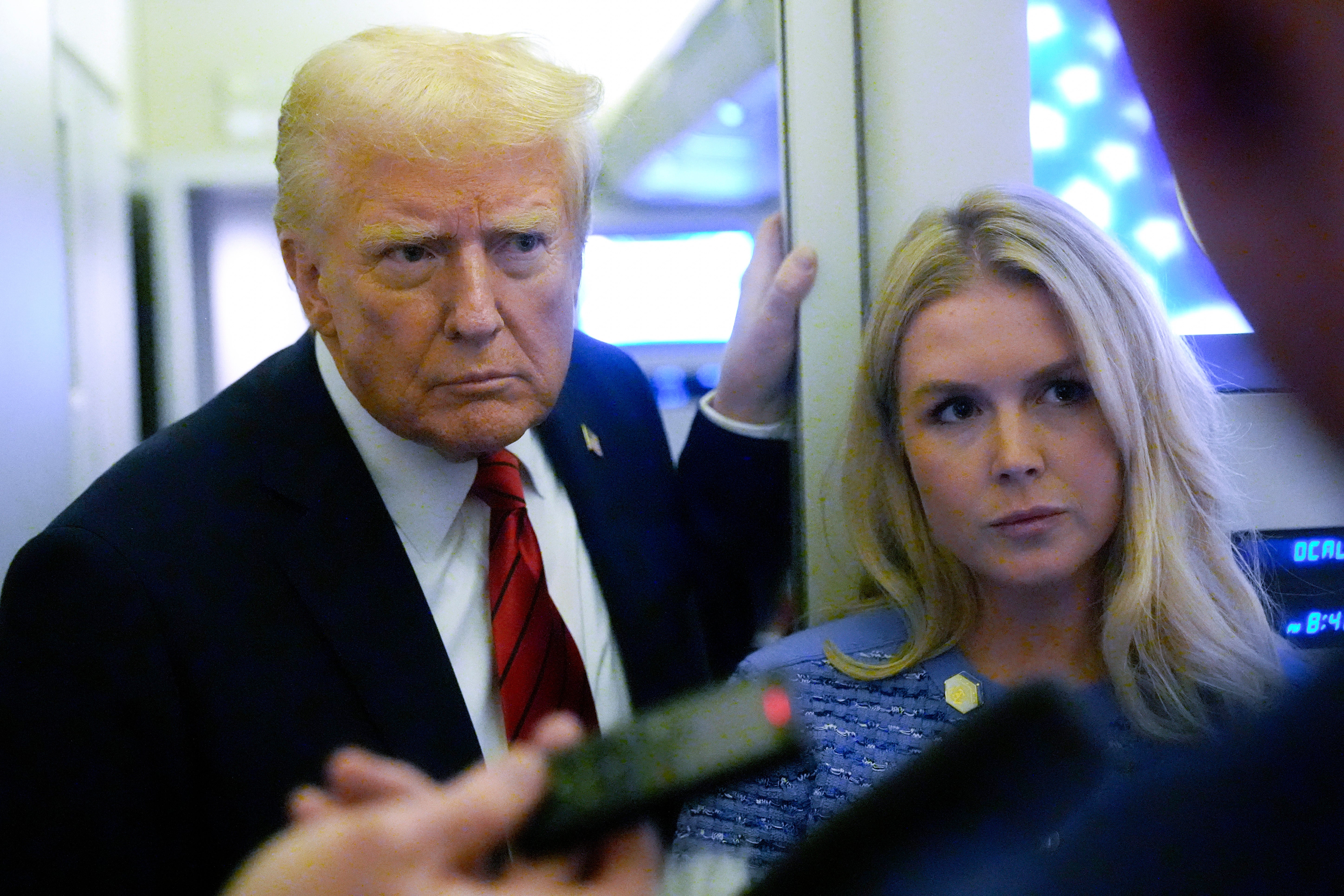 Donald Trump offered high praise for his White House Press Secretary Karoline Leavitt, praising her ‘face’ and ‘lips’