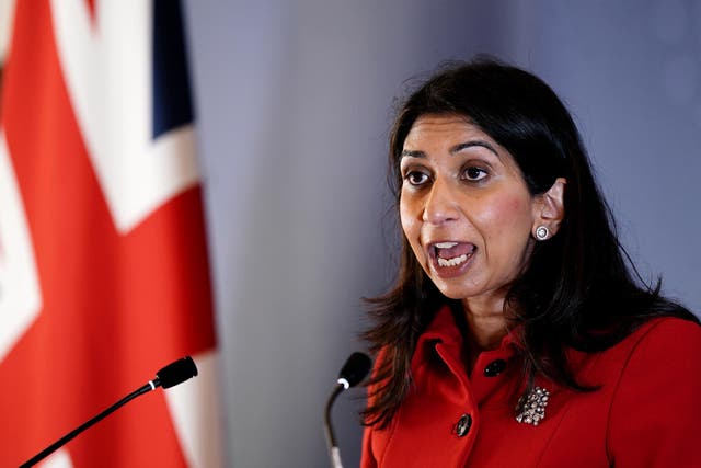 <p>Suella Braverman went to the High Court to stop the broadcaster airing a programme that would name a man who has allegedly abused two women </p>