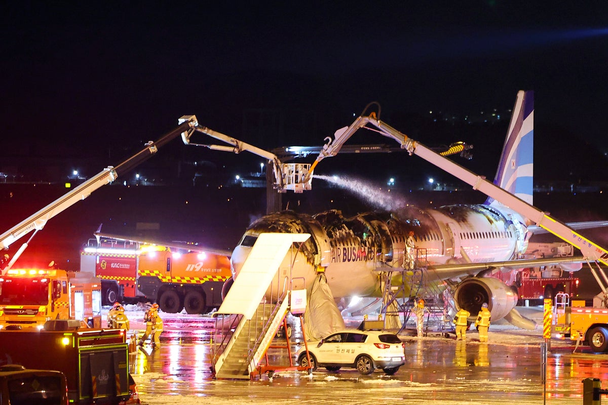 Passenger plane catches fire at South Korean airport. All 176 people on board are evacuated