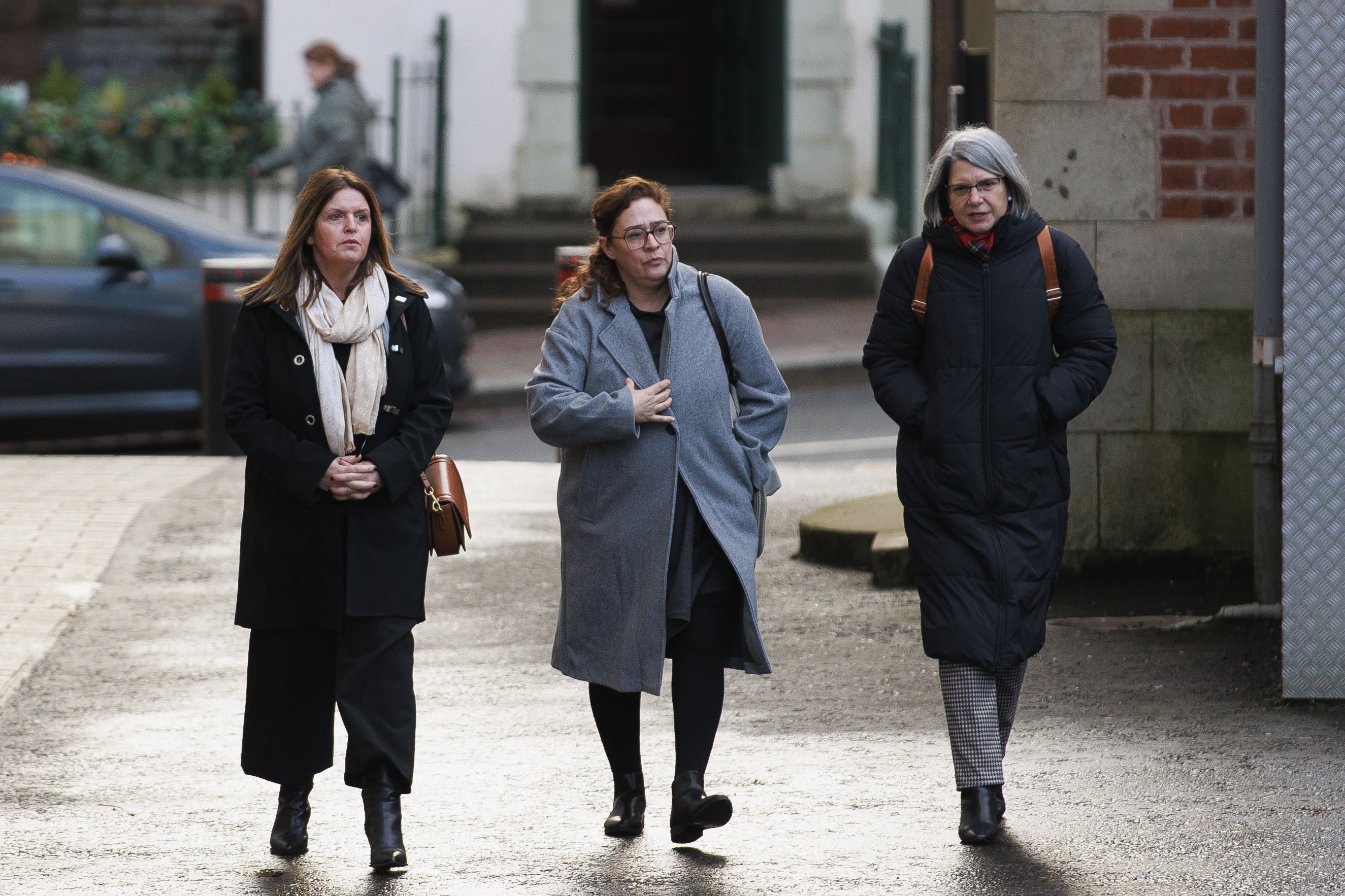 Paloma Abad Ramos (centre) arrives at the Strule Arts Centre in Omagh, Co Tyrone (Liam McBurney/PA)