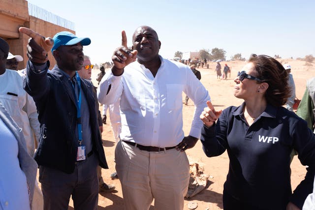 Foreign Secretary David Lammy visits the Border Bridge in Adre, the border crossing between Chad and Sudan where thousands of refugees have been crossing into Chad fleeing civil war (Stefan Rousseau/PA)