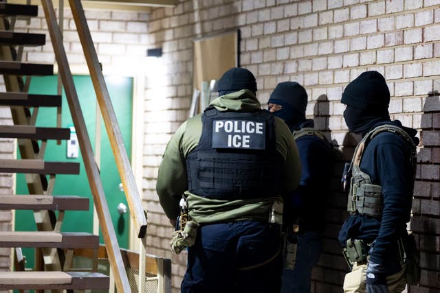 <p>ICE agents pictured in Maryland. A new report indicates two agencies assisting immigration officials with arrests have instructed to have their uniforms camera-ready when around the media</p>