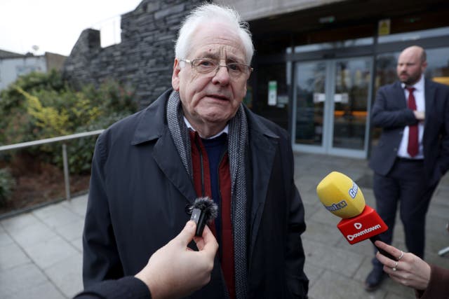 Michael Gallagher, whose son Aiden was one of the victims of the Omagh bombing, speaks to the media as he arrives at the Strule Arts Centre in Omagh, Co Tyrone (Liam McBurney/PA)