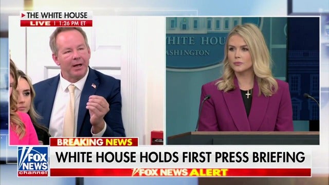 Real America’s Voice host Brian Glenn gushes over how “great” White House press secretary Karoline Leavitt looks at her first briefing.