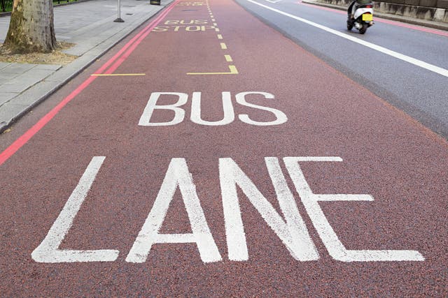 More than a third (36%) of drivers have accidentally driven in a bus lane, a new survey suggests (Alamy/PA)