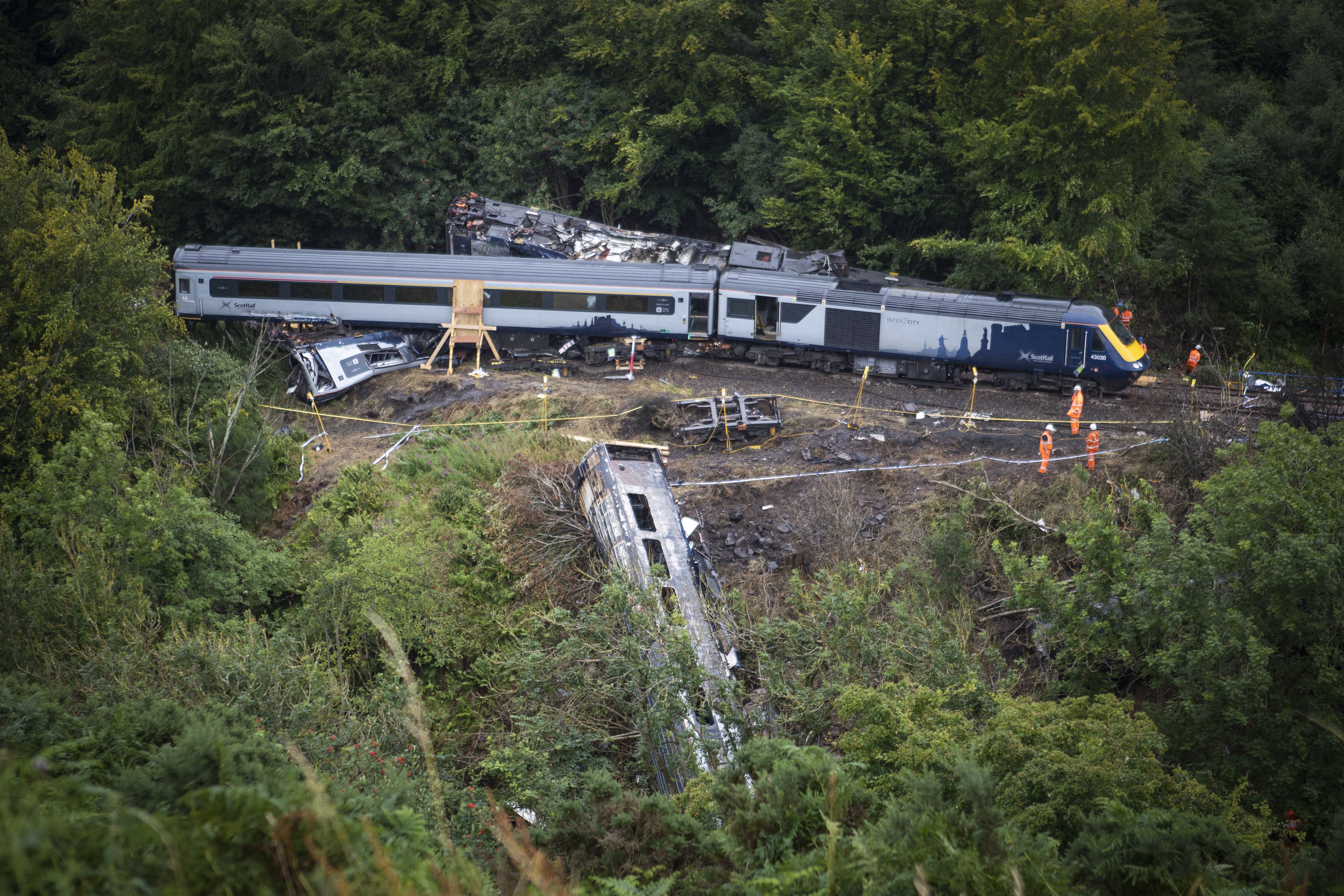 A fatal accident inquiry into a train derailment near Stonehaven in 2020 that killed three people may not begin until the autumn, a sheriff has said (Jane Barlow/PA)