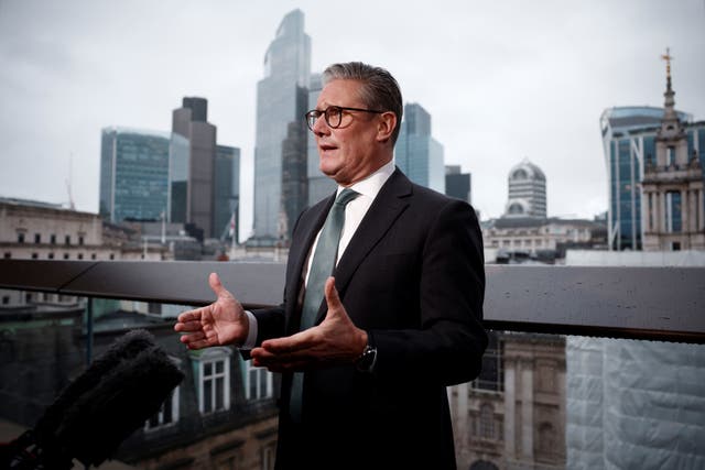 Prime Minister Sir Keir Starmer during an interview following a business meeting with top executives from some of Britain’s major businesses in central London (Benjamin Cremel/PA)