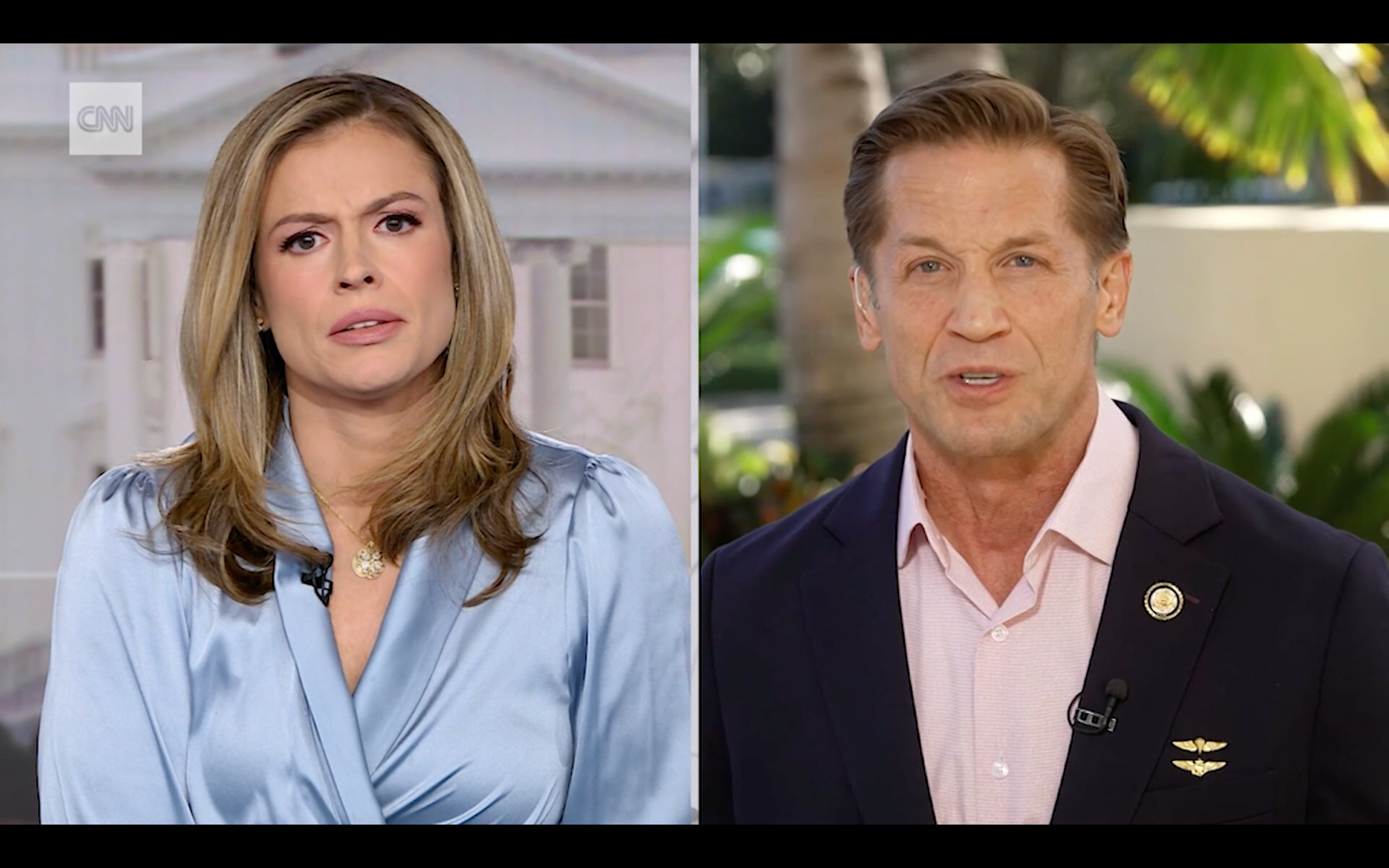 Rep. Rich McCormick (right) tells CNN anchor Pamela Brown (left) that he believes children should work to pay for their school lunches