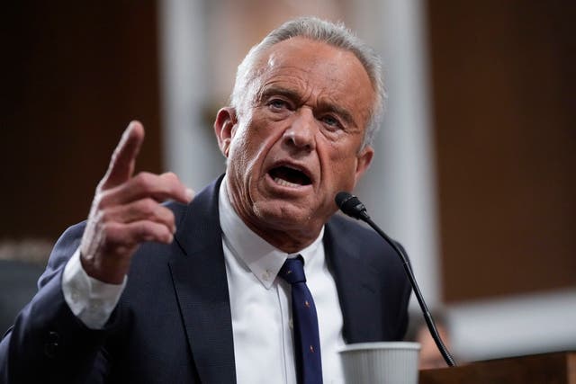 <p>Robert F. Kennedy Jr., President Donald Trump's choice to be Secretary of Health and Human Services, appears before the Senate Finance Committee for his confirmation hearing, at the Capitol in Washington, Wednesday, Jan. 29, 2025</p>