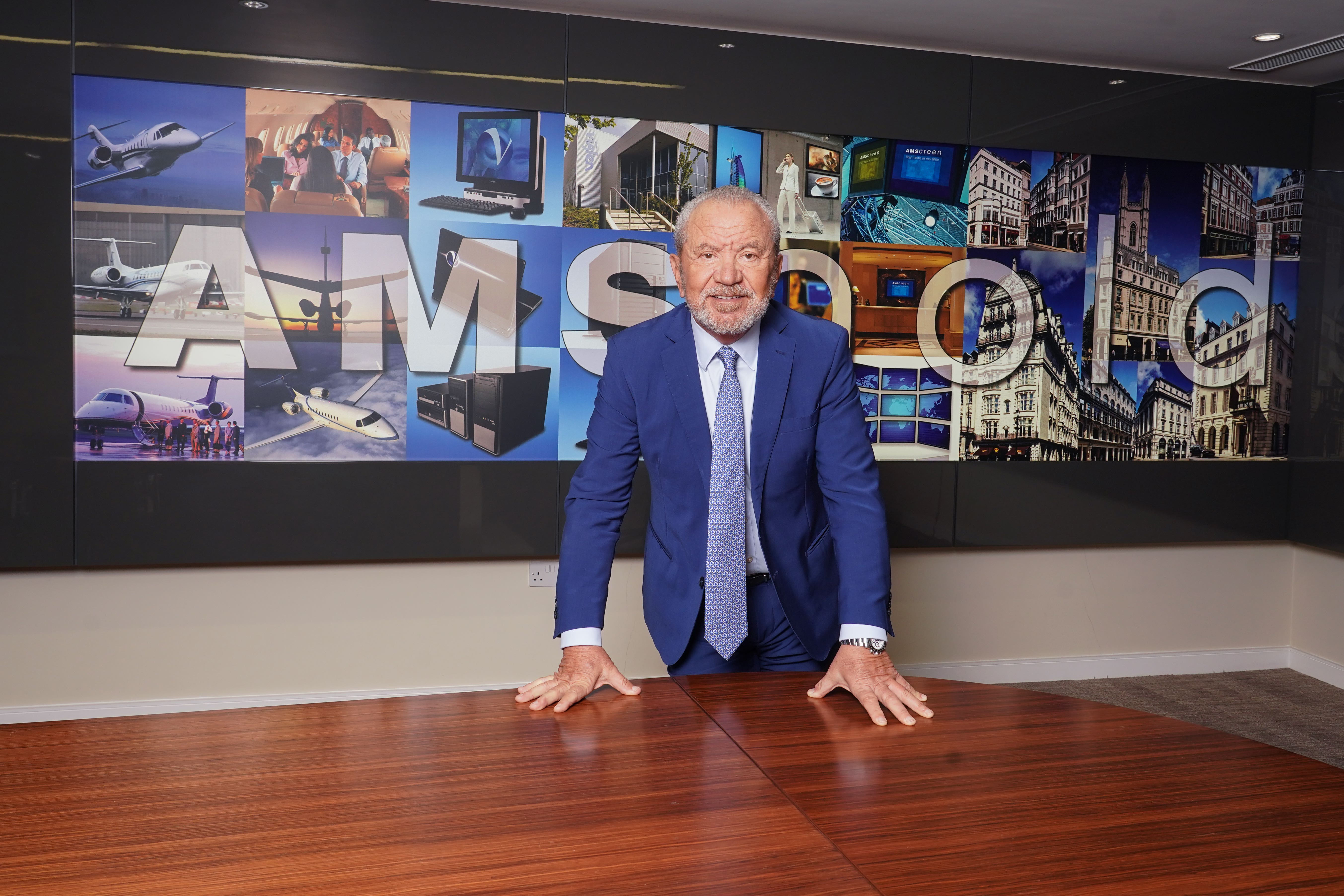 Lord Alan Sugar in the boardroom of Amshold House in Loughton (Ian West/PA)