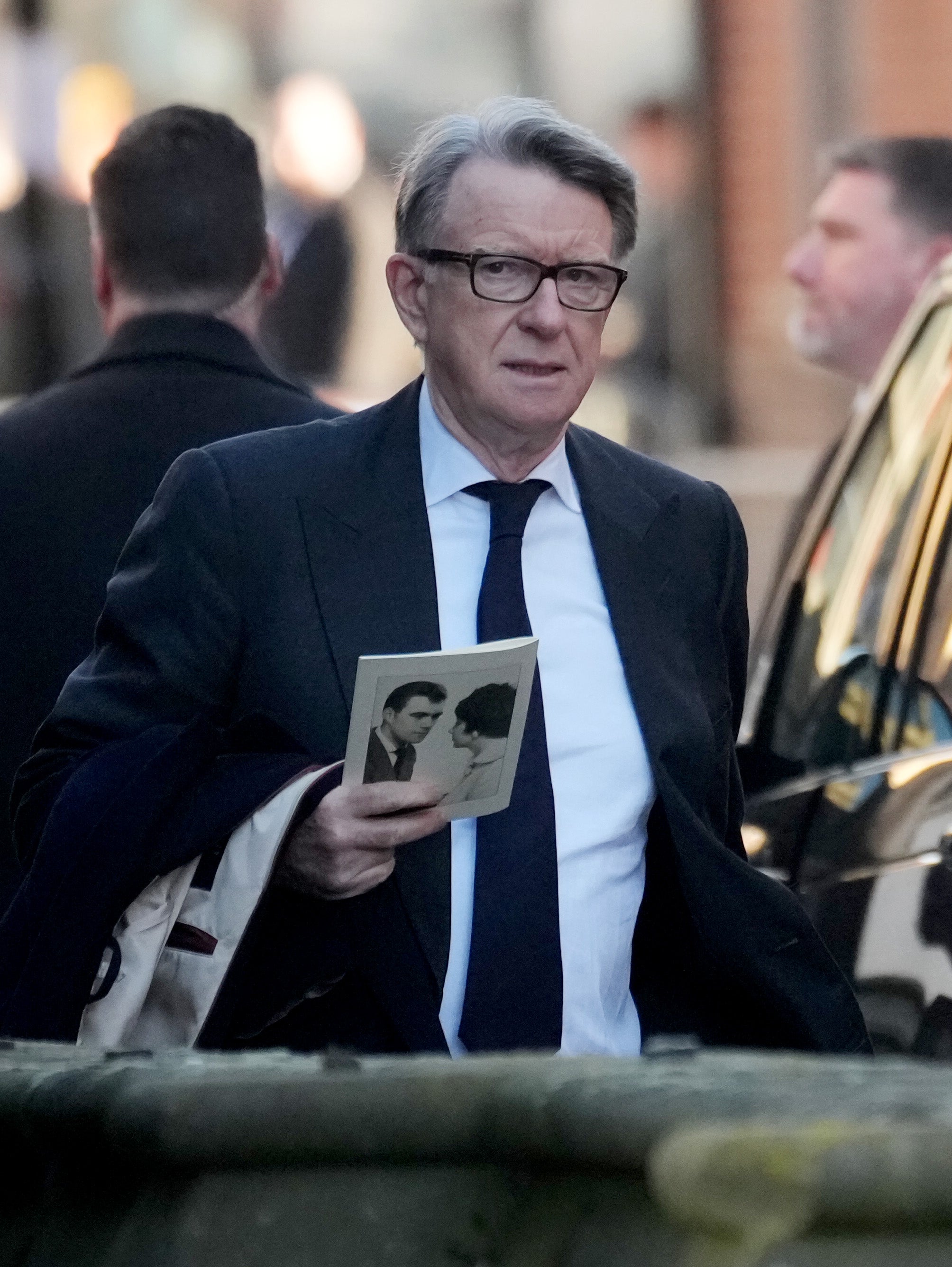 Peter Mandelson spotted leaving Lord Prescott’s funeral