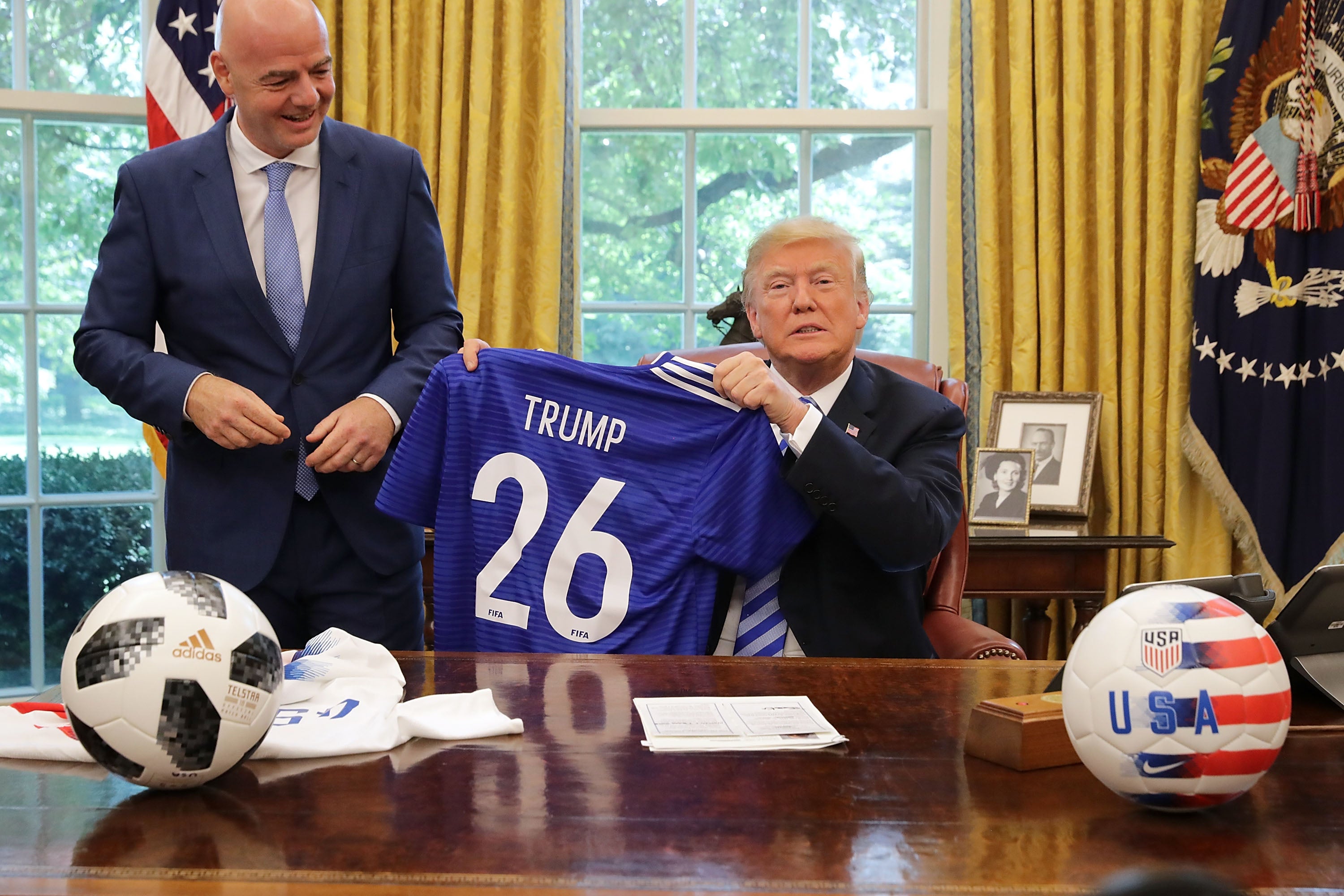 President Donald Trump, pictured in 2018, promised to allow World Cup fans, players and officials into the U.S. without discrimination